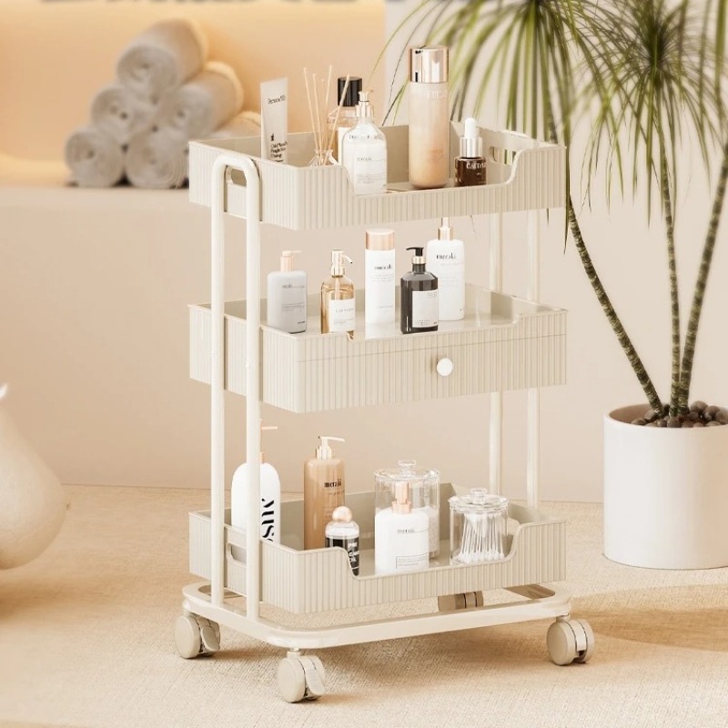 Luxury Skincare Tools - รถเข็นอเนกประสงค์สำหรับร้านเสริมสวยระดับมืออาชีพ รถเข็นจัดเก็บอุปกรณ์ดูแลผิวแบบหลายชั้น รถเข็นอุปกรณ์ทำความสะอาดหู