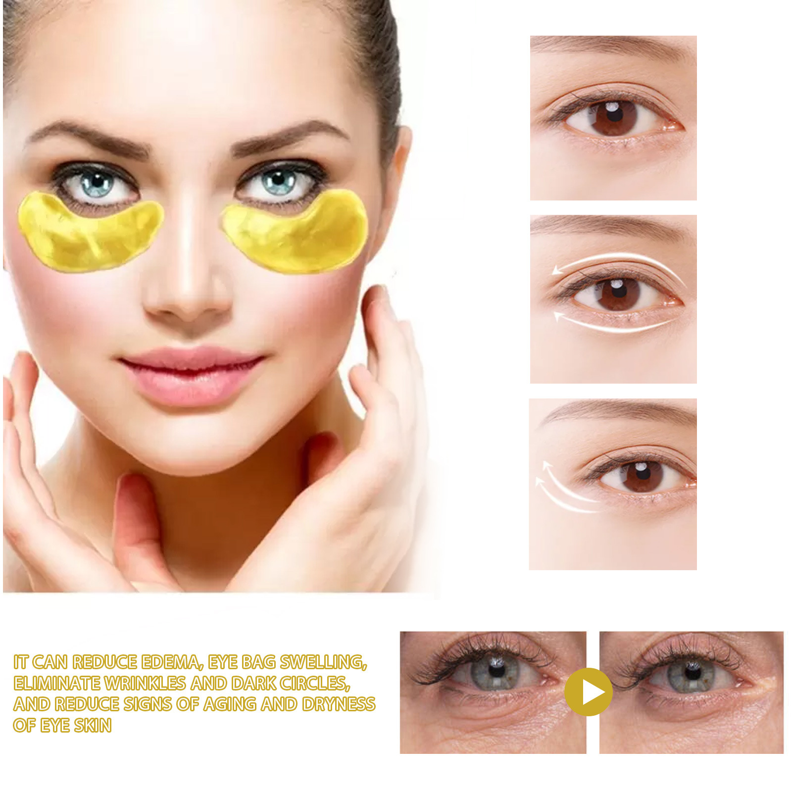 Luxury Skincare Treatments - มาส์กใต้ตาหรูหราผสมทองคำ 24K คอลลาเจน กรดไฮยาลูโรนิก ยกกระชับ เติมความชุ่มชื้น