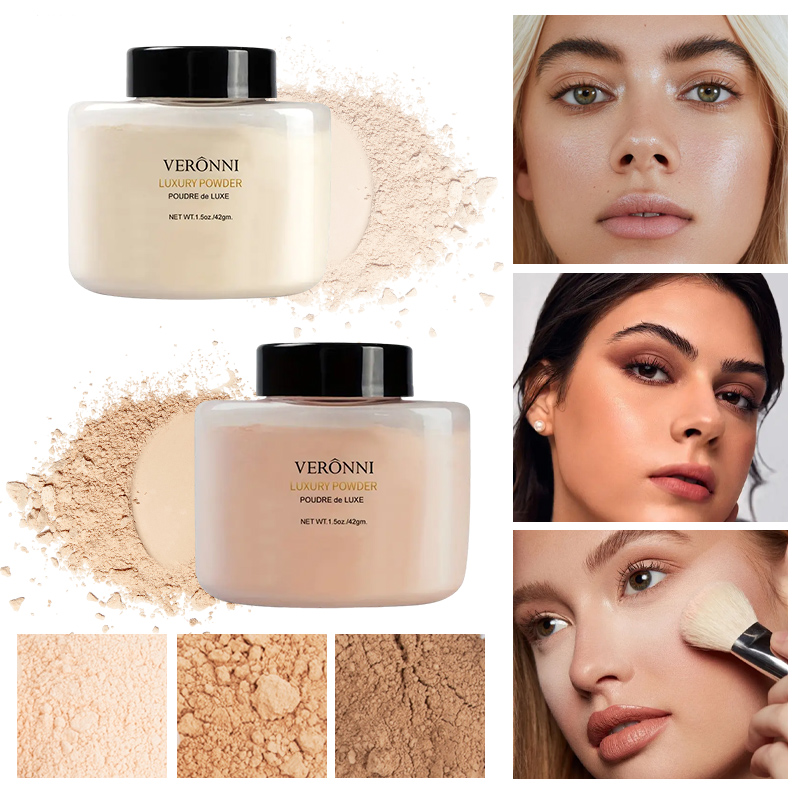 Luxury Skincare Tools - แป้งฝุ่นหรูหรา 6 สี, รองพื้นสำหรับผู้หญิง, ขวดแป้งกลิ่นกล้วย, แป้งฝุ่นแท้ควบคุมความมัน,