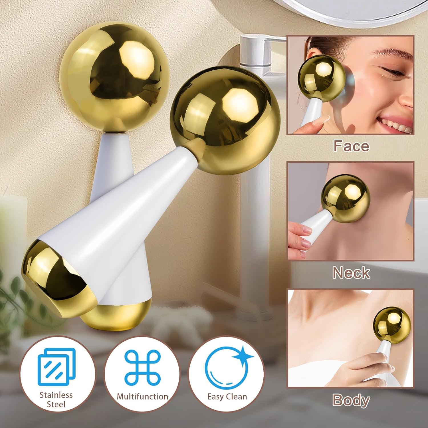 ลูกโลกน้ําแข็งสําหรับใบหน้าตาเ - Luxury Skincare Tools บทวิจารณ์และราคา